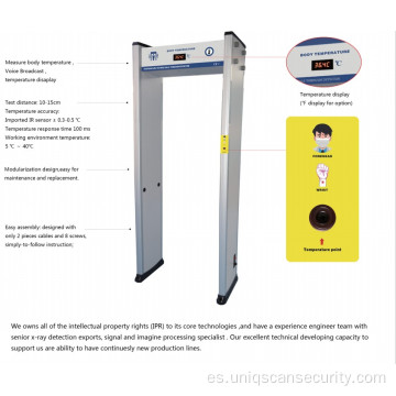 Escáner de puerta de temperatura a través del detector de metales